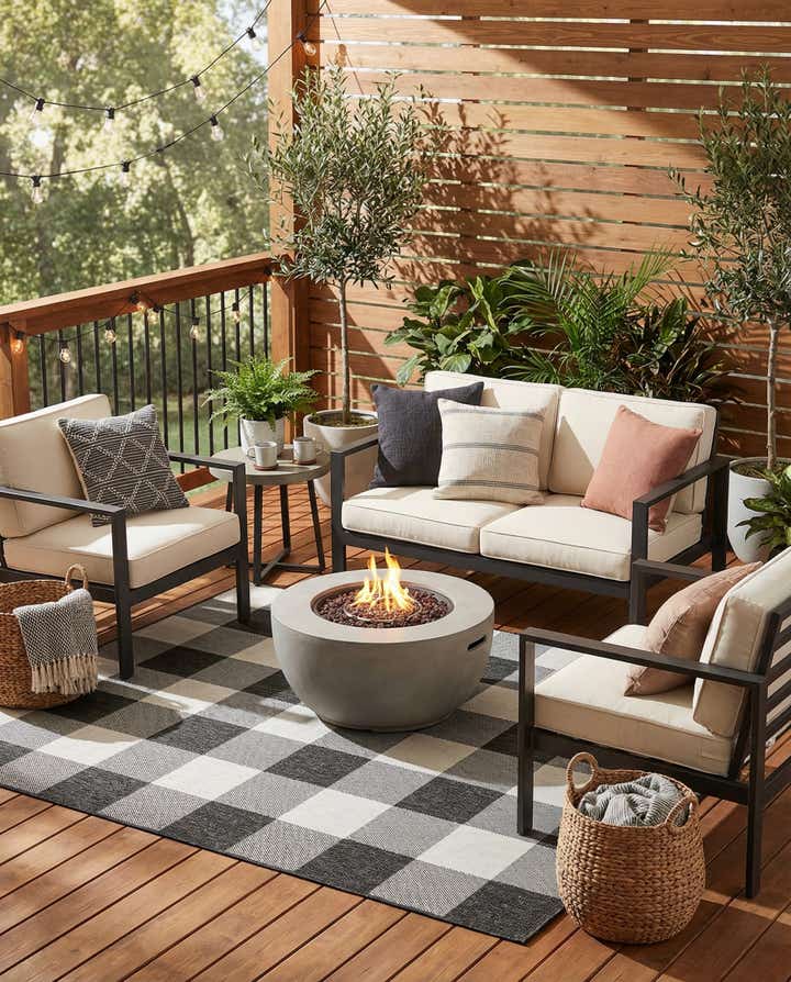 6' x 9' Easy-Clean Checkered Indoor / Outdoor Rug