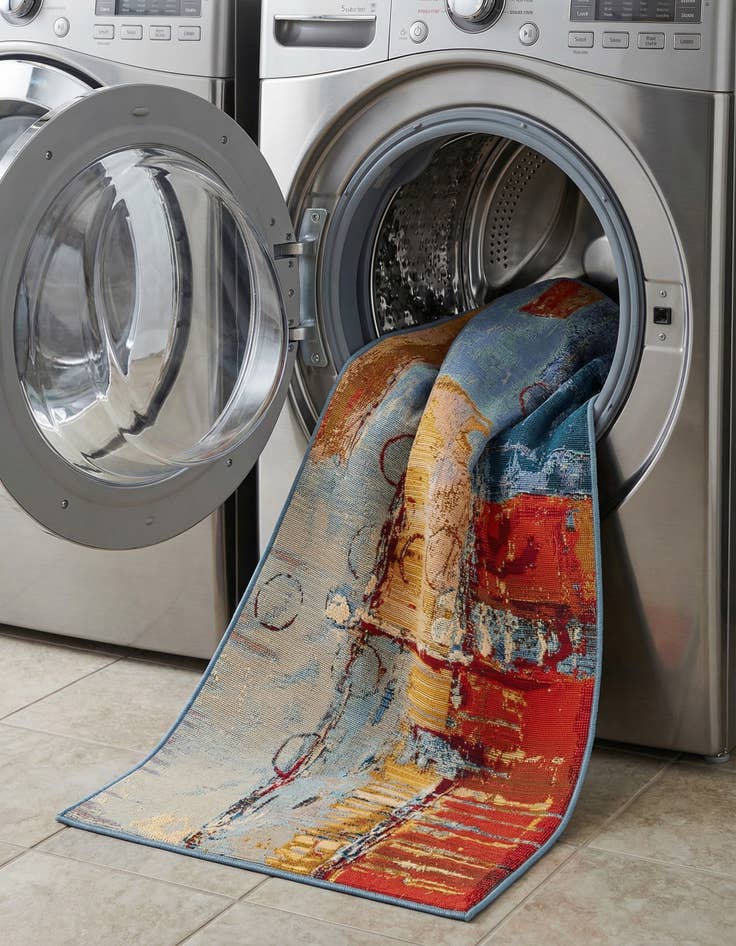 Detail image of 2' 7 x 5' 3  Washable Modern Indoor / Outdoor Runner Rug