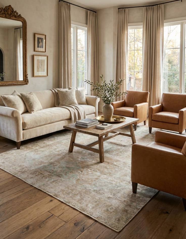 Detail image of 6' 7 x 9' 2  Hand Knotted Ultra Vintage Persian Wool Rug