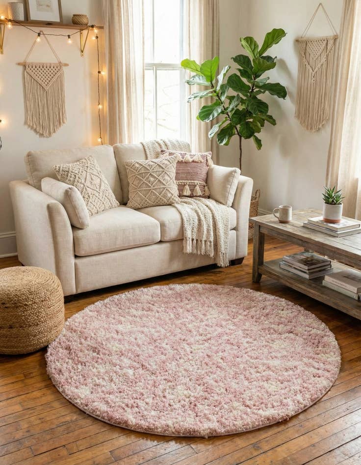 Detail image of 6' x 6' Moroccan Trellis Shag Round Rug