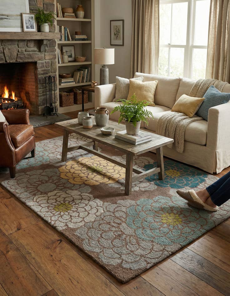 Detail image of 5' x 7' Agra Wool Rug