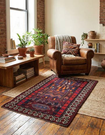 2' 10 x 4' 7 Hand Knotted Balouch Persian Wool Rug