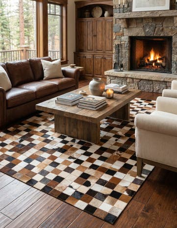 5' x 8' 1 Cowhide Leather Rug