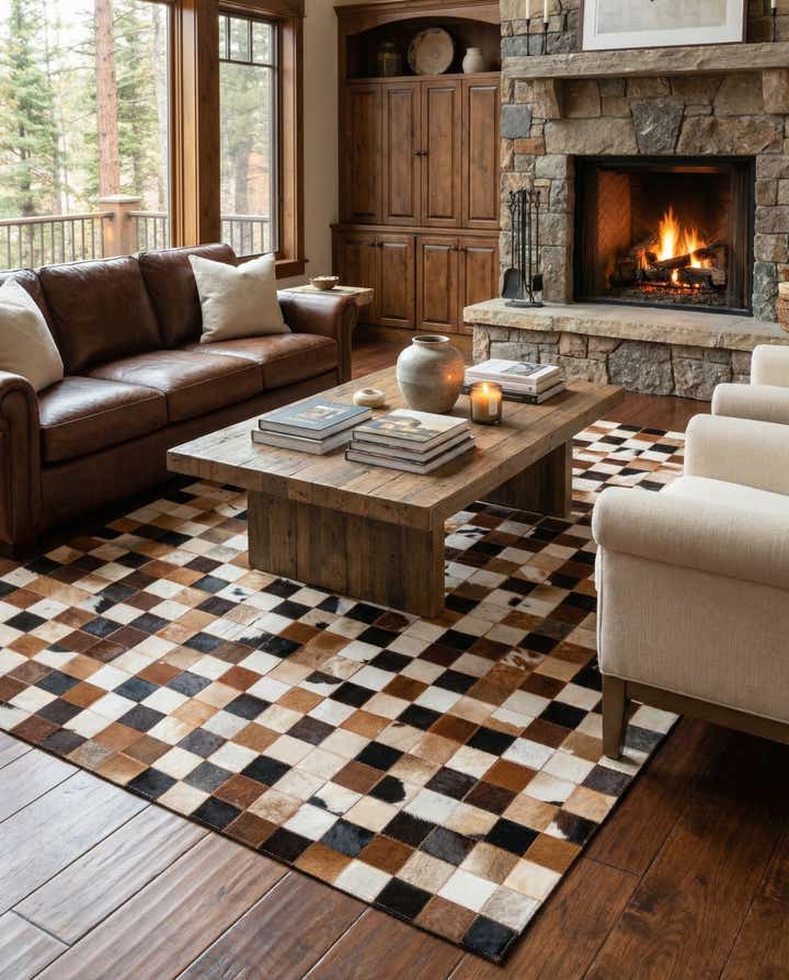 5' x 8' 1 Cowhide Leather Rug