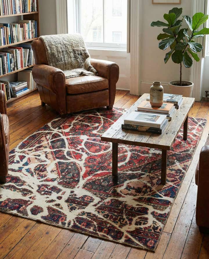 4' 5 x 6' 4 Hand Knotted Ultra Vintage Persian Wool Rug