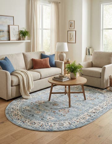 Aqua Blue Charlotte Oval Rug