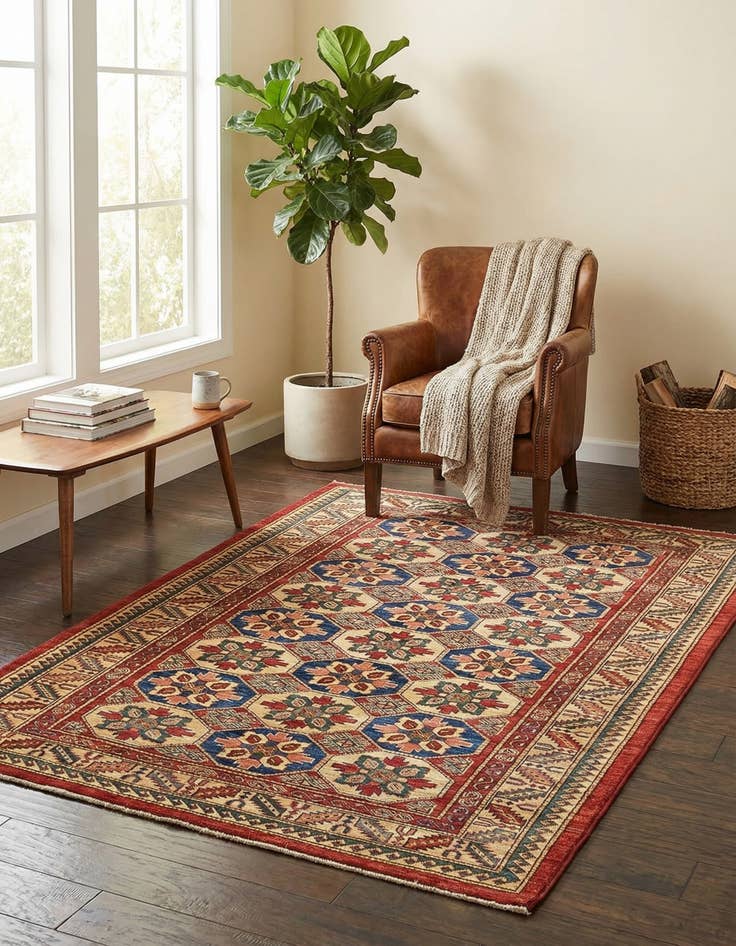 Detail image of 4' 2 x 5' 10  Hand Knotted Kazak Rug