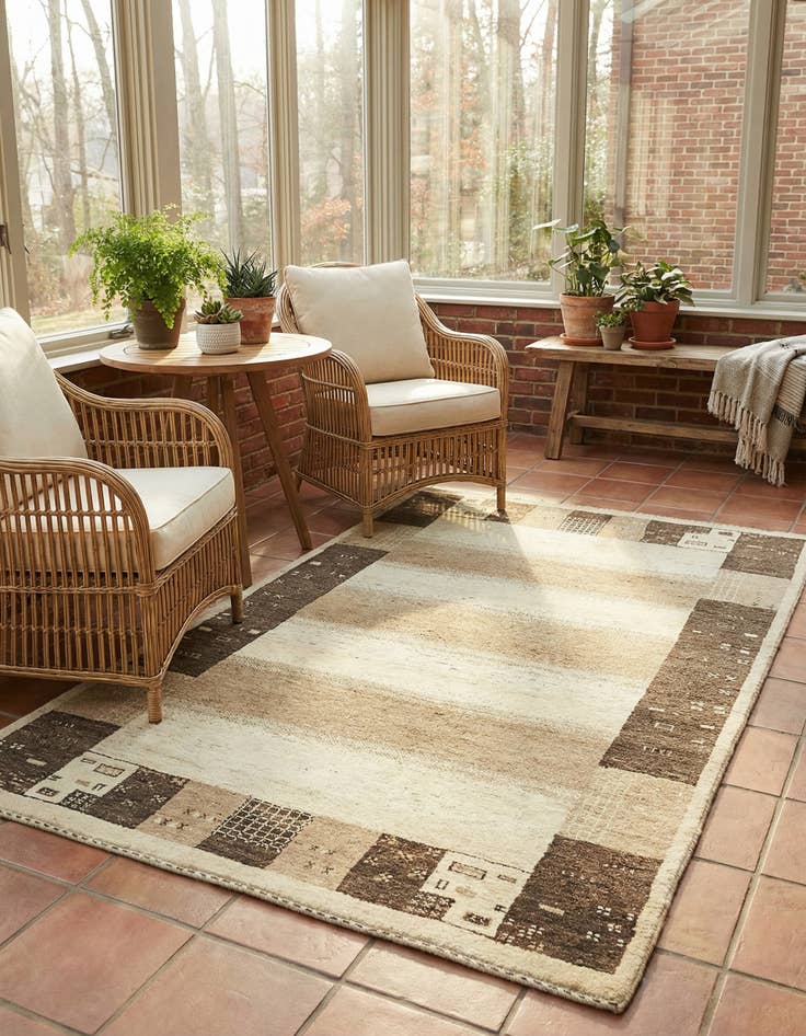 Detail image of  3' 10 x 5' 10  Hand Knotted Kashkuli Gabbeh Wool Rug