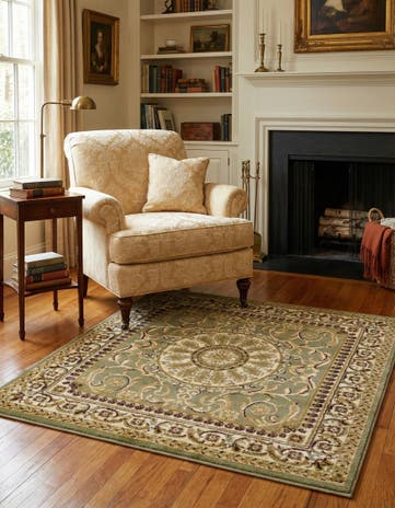 Light Green Chateau Square Rug