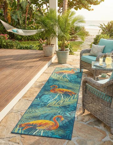 2' 7 x 10' Easy-Clean Coastal Indoor / Outdoor Runner Rug