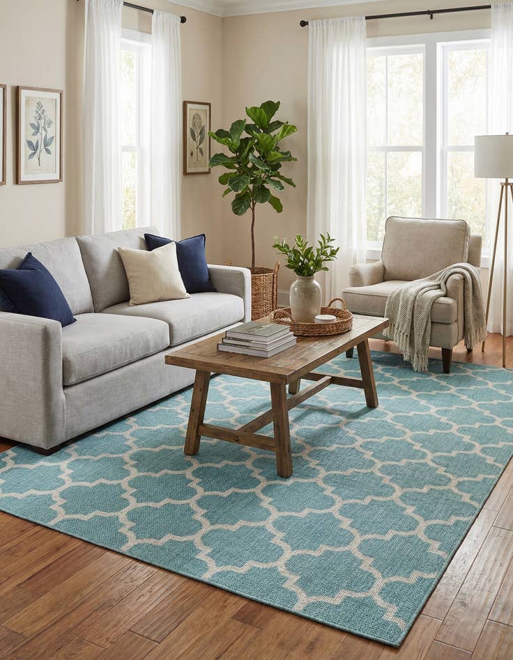 Detail image of 9' x 12'  Washable Trellis Indoor / Outdoor Rug