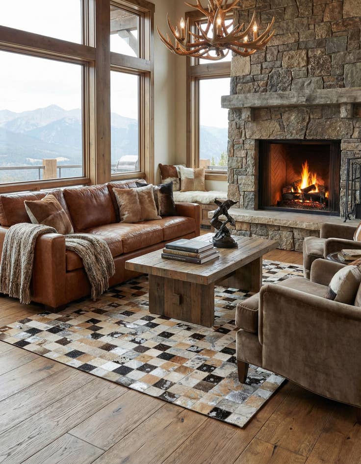 Detail image of  5' x 8' Cowhide - Patchwork Rug