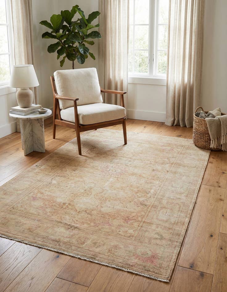 Detail image of 4' x 5' 9  Hand Knotted Ultra Vintage Persian Wool Rug