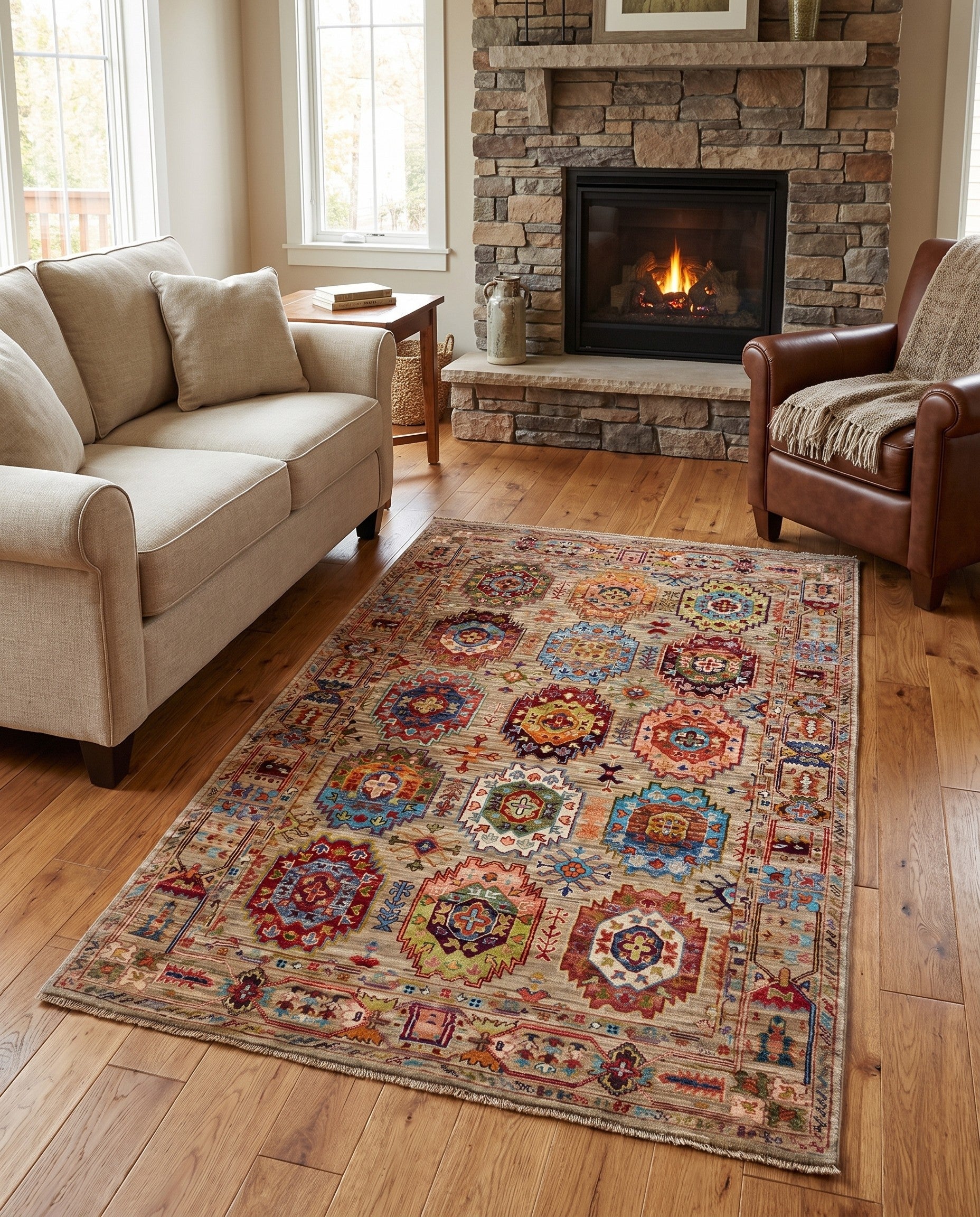4' x 6' 2 Hand Knotted Ariana Ziegler Rug