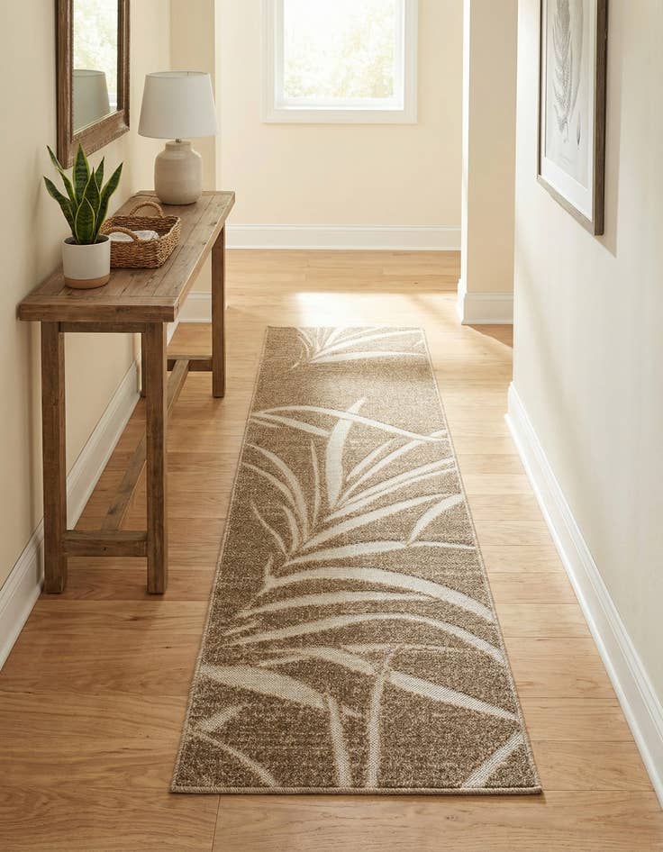 Detail image of 2' x 6' Easy-Clean Botanical Indoor / Outdoor Runner Rug