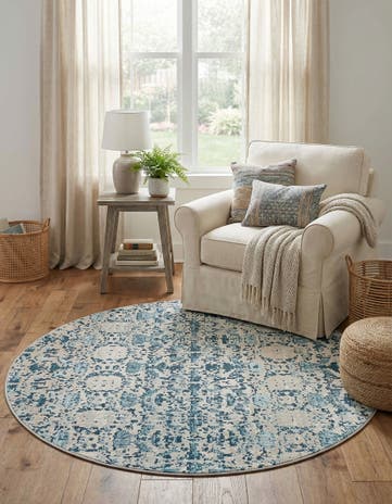 Blue Amulet Round Rug
