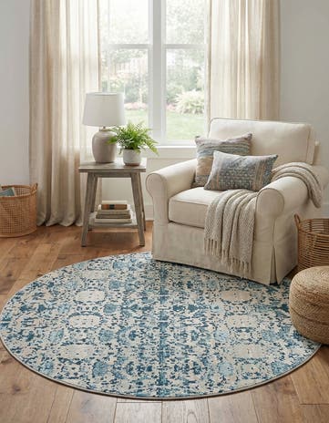 Blue Amulet Round Rug