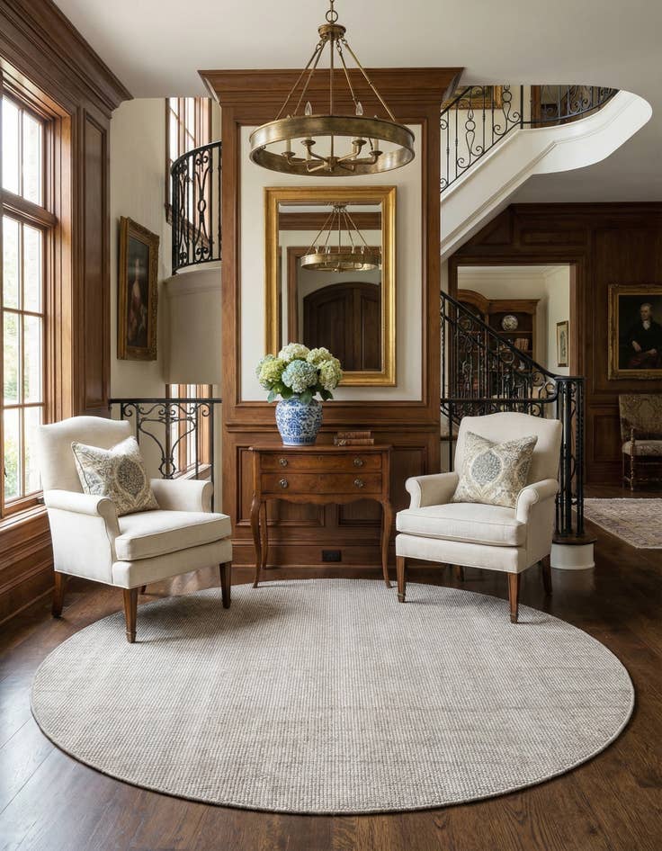 Detail image of 6' 1 x 6' 1  Hand Woven Jill Zarin English Manor Wool Round Rug