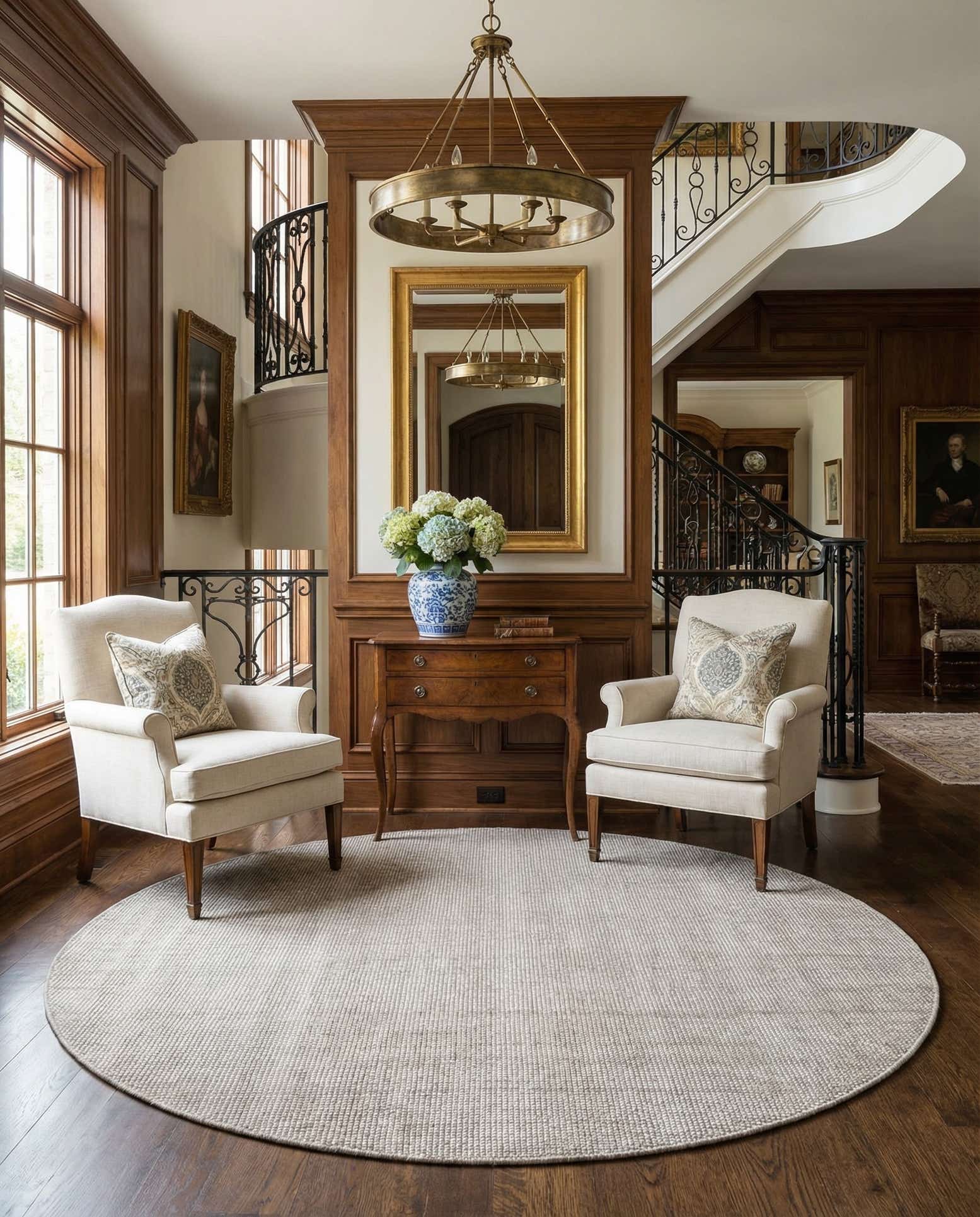 6' 1 x 6' 1 Hand Woven Jill Zarin English Manor Wool Round Rug