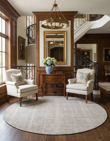 6' 1 x 6' 1 Hand Woven Jill Zarin English Manor Wool Round Rug