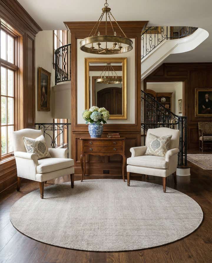 6' 1 x 6' 1 Hand Woven Jill Zarin English Manor Wool Round Rug