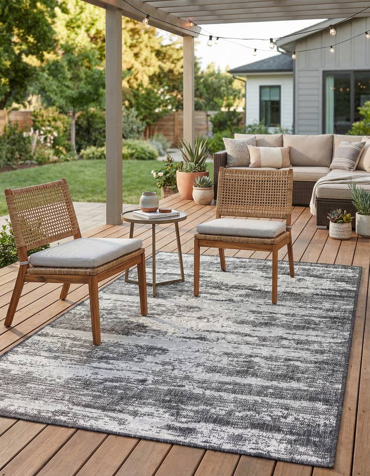 Detail image of 4' x 6'  Washable Modern Indoor / Outdoor Rug