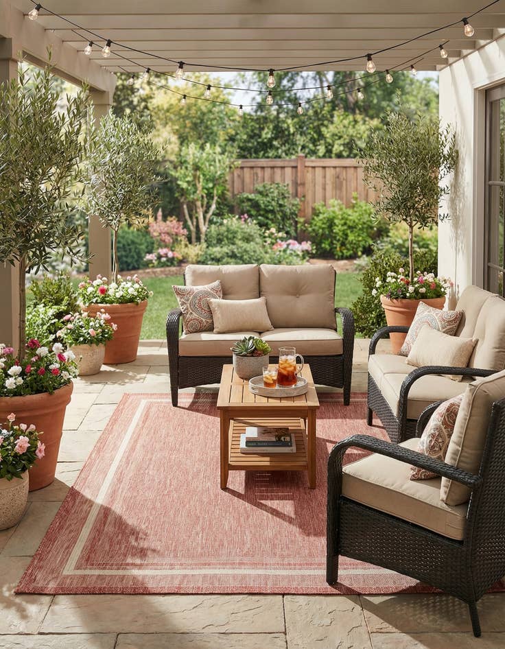 Detail image of 7' 10 x 11'  Washable Border Indoor / Outdoor Rug