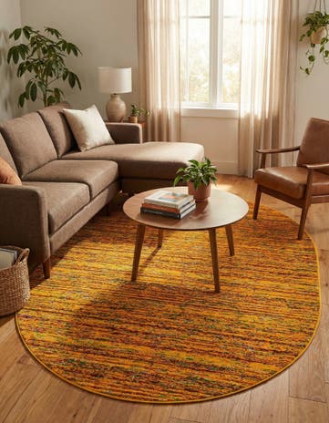 Yellow Calypso Oval Rug