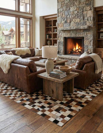 5' x 8' 1 Cowhide Leather Rug