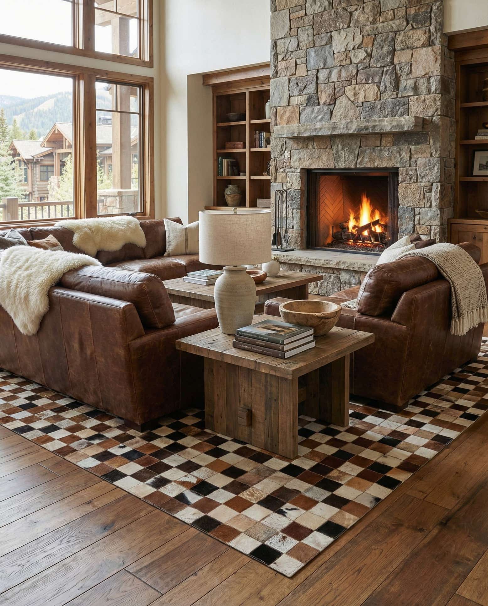 5' x 8' 1 Cowhide Leather Rug