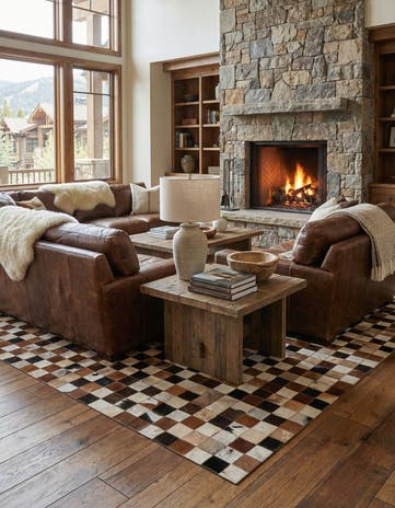 5' x 8' 1 Cowhide Leather Rug