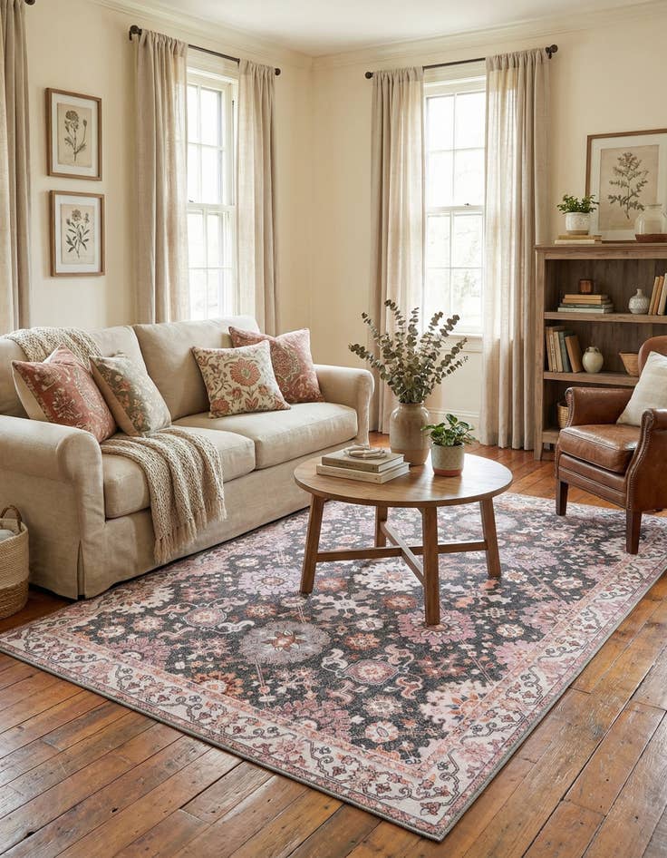 Detail image of 6' 1 x 9' Washable Timeless Rug