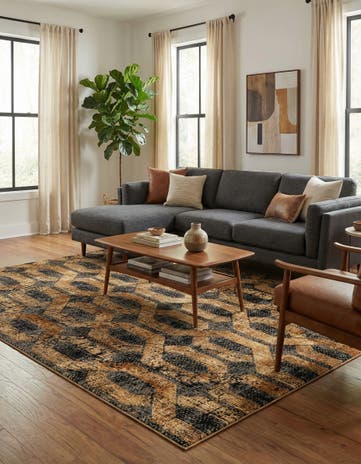 Black Gray Saturn Rug