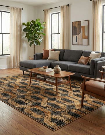 Black Gray Saturn Rug