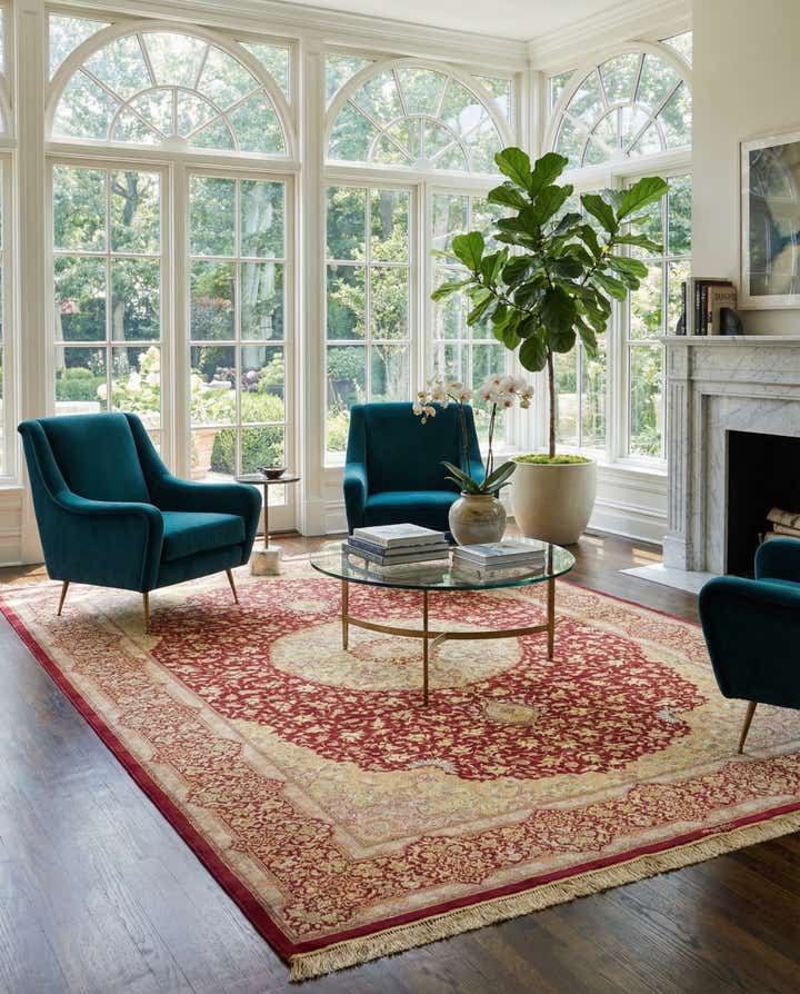 6' 7 x 9' 10 Ghom Silk Rug