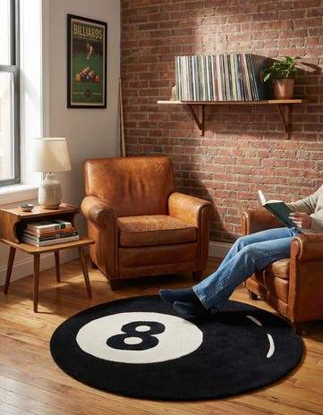 Black and White Hand Tufted Wool Round Rug