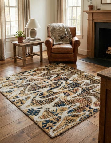 4' 3 x 4' 8 Hand Knotted Ultra Vintage Persian Wool Square Rug