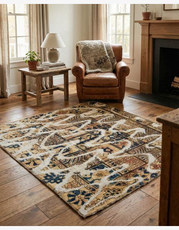 4' 3 x 4' 8 Hand Knotted Ultra Vintage Persian Wool Square Rug