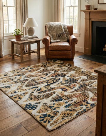 4' 3 x 4' 8 Hand Knotted Ultra Vintage Persian Wool Square Rug