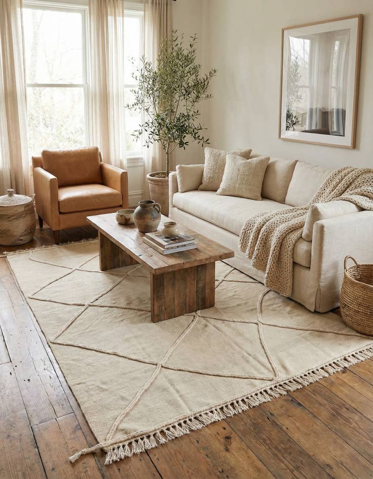 Detail image of 5' 7 x 7' 9 Hand Knotted Moroccan Wool Rug