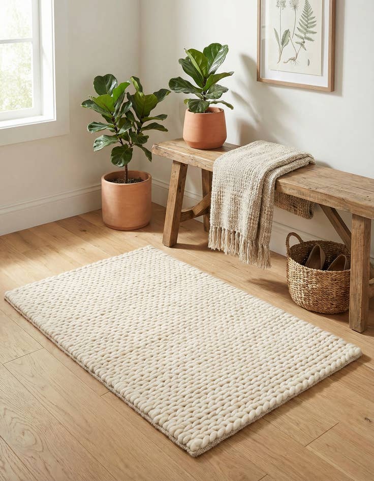 Detail image of 2' x 3' 1  Hand Woven Lana New Zealand Wool Rug