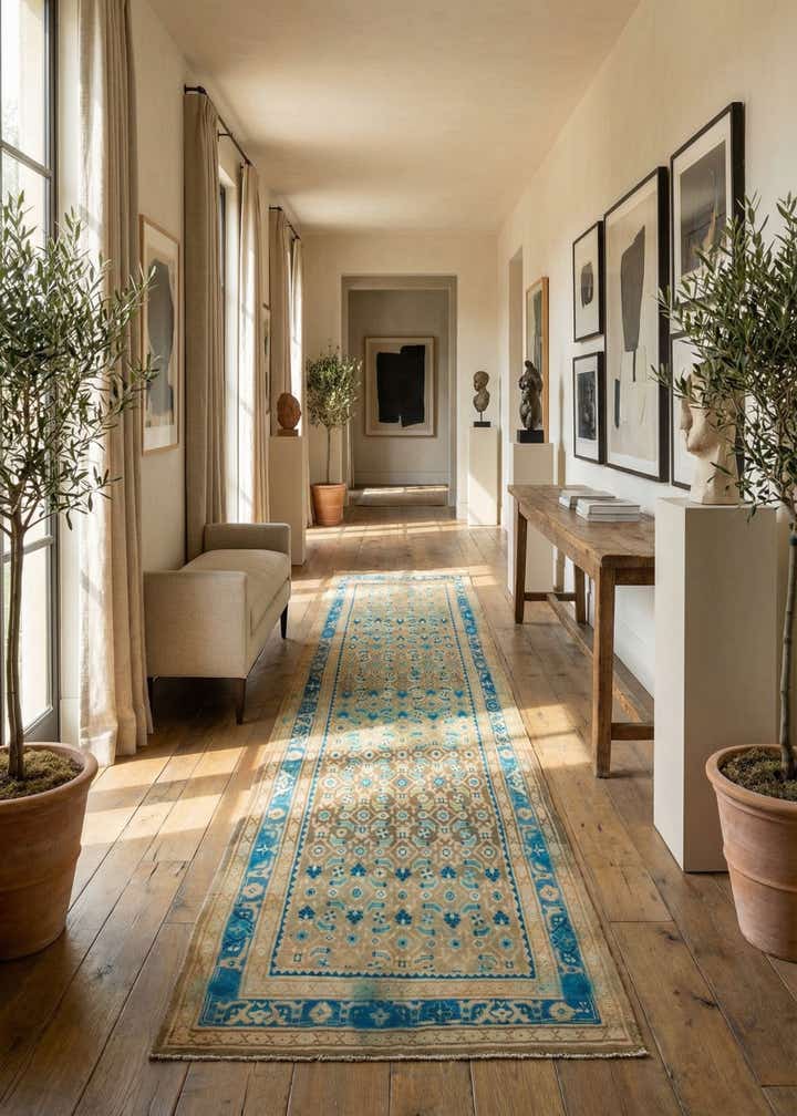 3' 7 x 10' 9 Hand Knotted Farahan Persian Wool Runner Rug