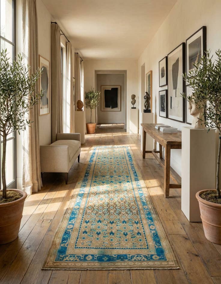 Detail image of 3' 7 x 10' 9 Hand Knotted Farahan Persian Wool Runner Rug