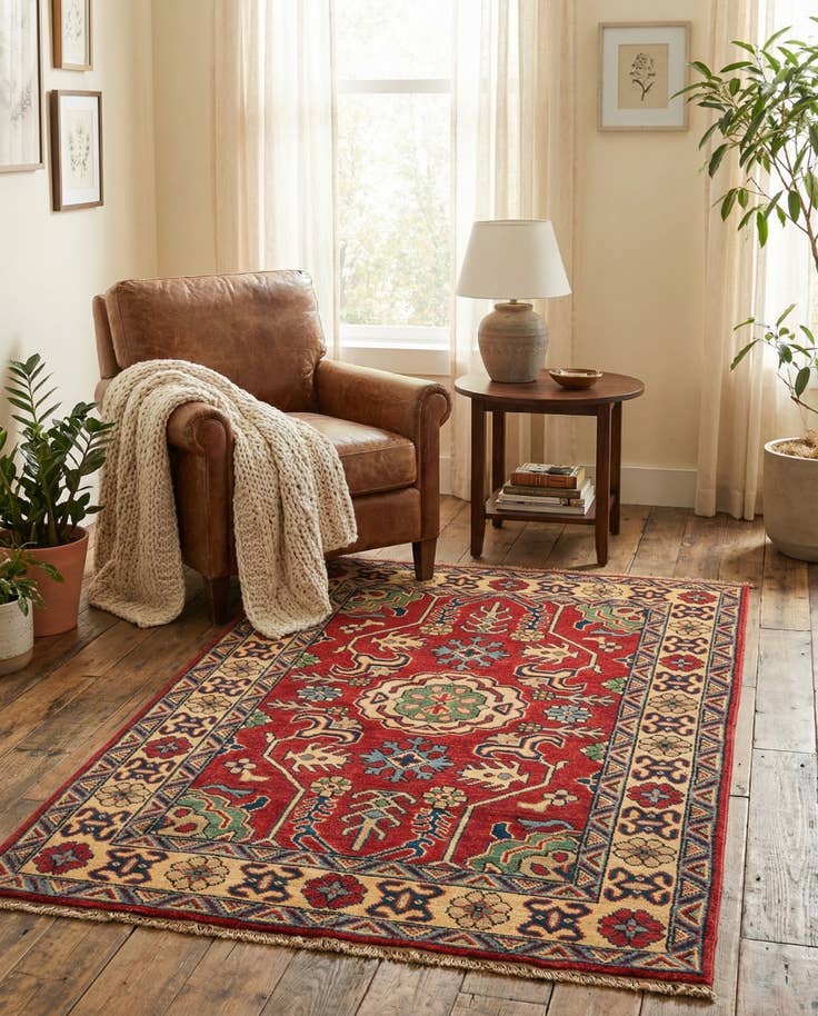 Detail image of 3' 4 x 5' Hand Knotted Kazak Rug