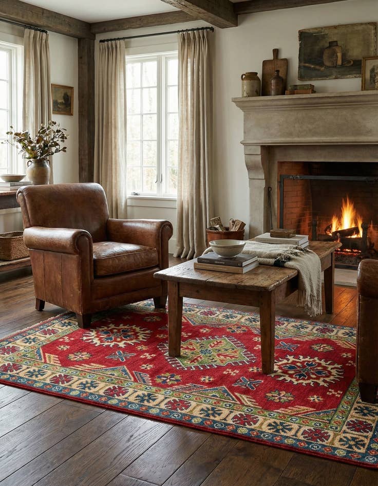 Detail image of 3' 3 x 5' Hand Knotted Kazak Rug