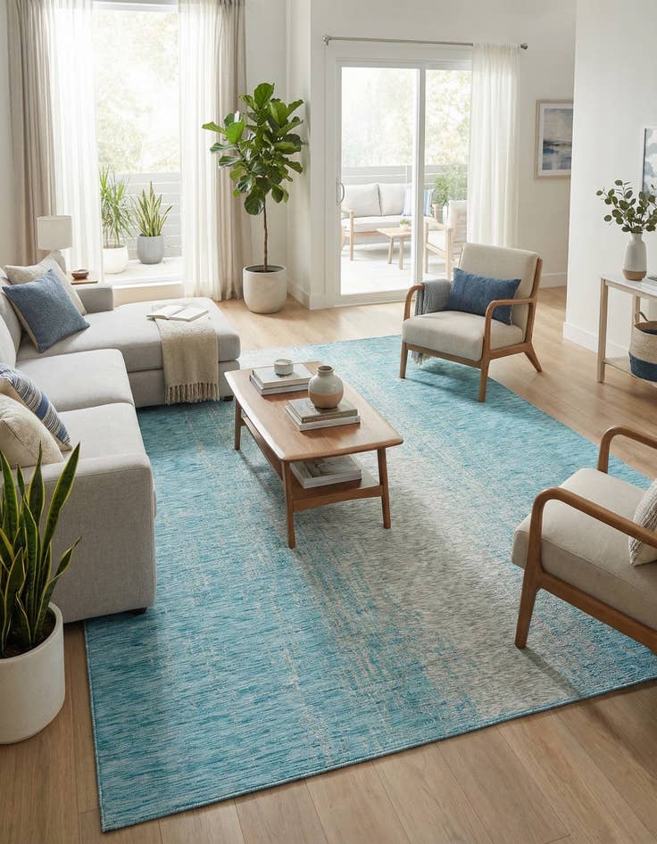 Detail image of 9' x 12'  Washable Modern Indoor / Outdoor Rug