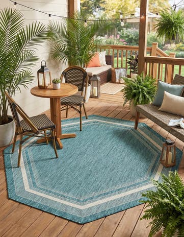 7' 10 x 7' 10 Easy-Clean Border Indoor / Outdoor Octagon Rug