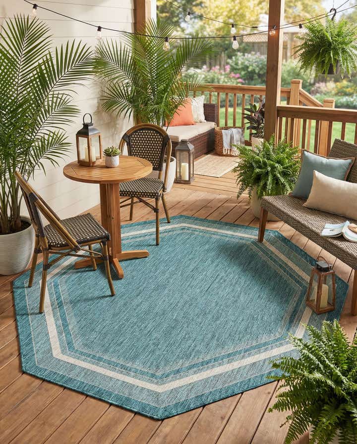 7' 10 x 7' 10 Easy-Clean Border Indoor / Outdoor Octagon Rug
