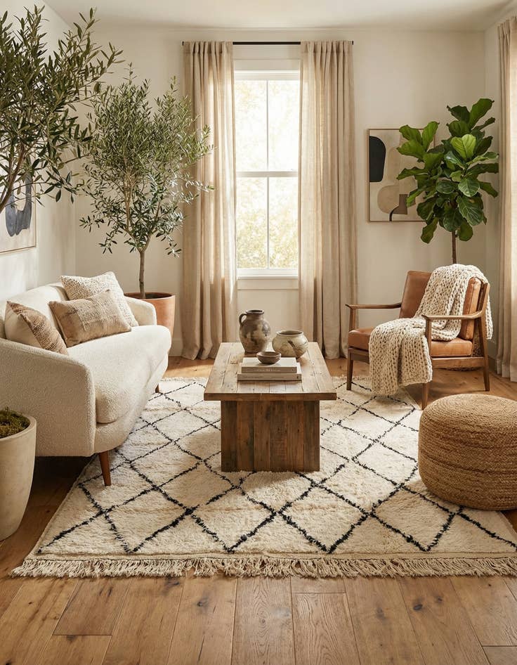 Detail image of  5' 3 x 7' 5  Hand Knotted Moroccan Wool Rug