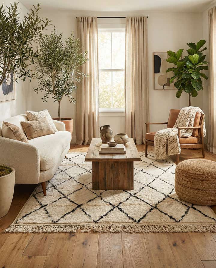 5' 3 x 7' 5 Hand Knotted Moroccan Wool Rug